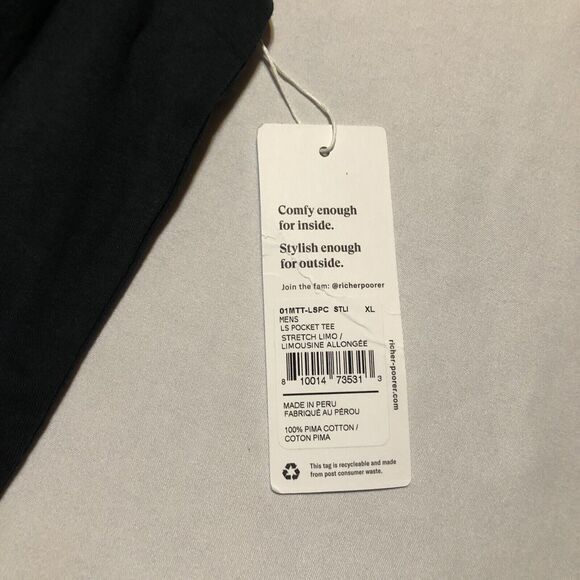 Richer Poorer Men's Long Sleeve Pocket Tee Size XL Navy Blue MSRP $42 - Picture 9 of 11